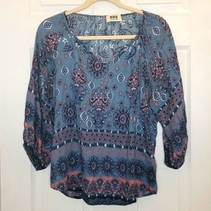 Verse Boho 3/4 sleeve flowy v neck top